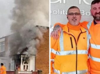 Hero binman leaps over fence and climbs wall to rescue screaming woman from burning home